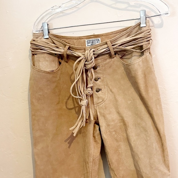 BB‎ Dakota Suede Leather Fringe Pants 3-4 Bootcut - Picture 2 of 6